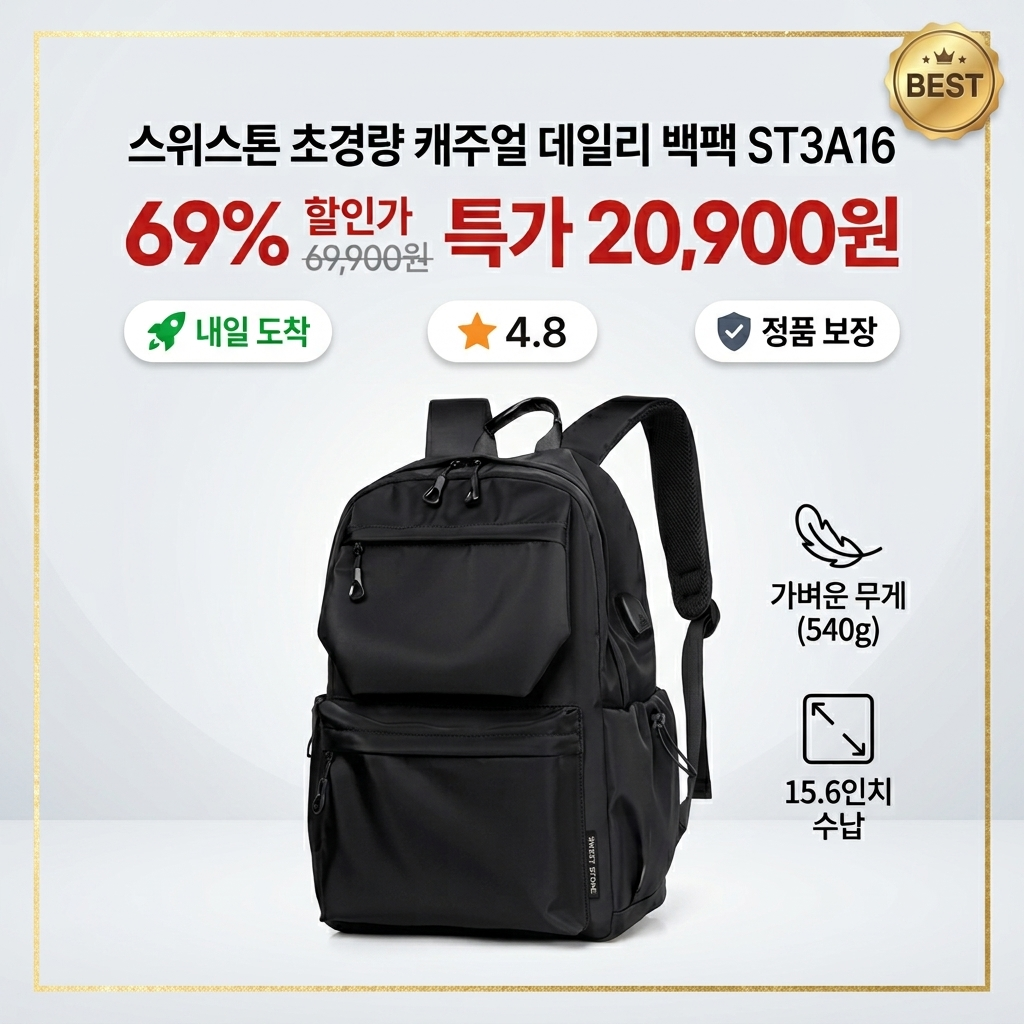 스위스톤 초경량 캐주얼 데일리 백팩 ST3A16 제품 이미지