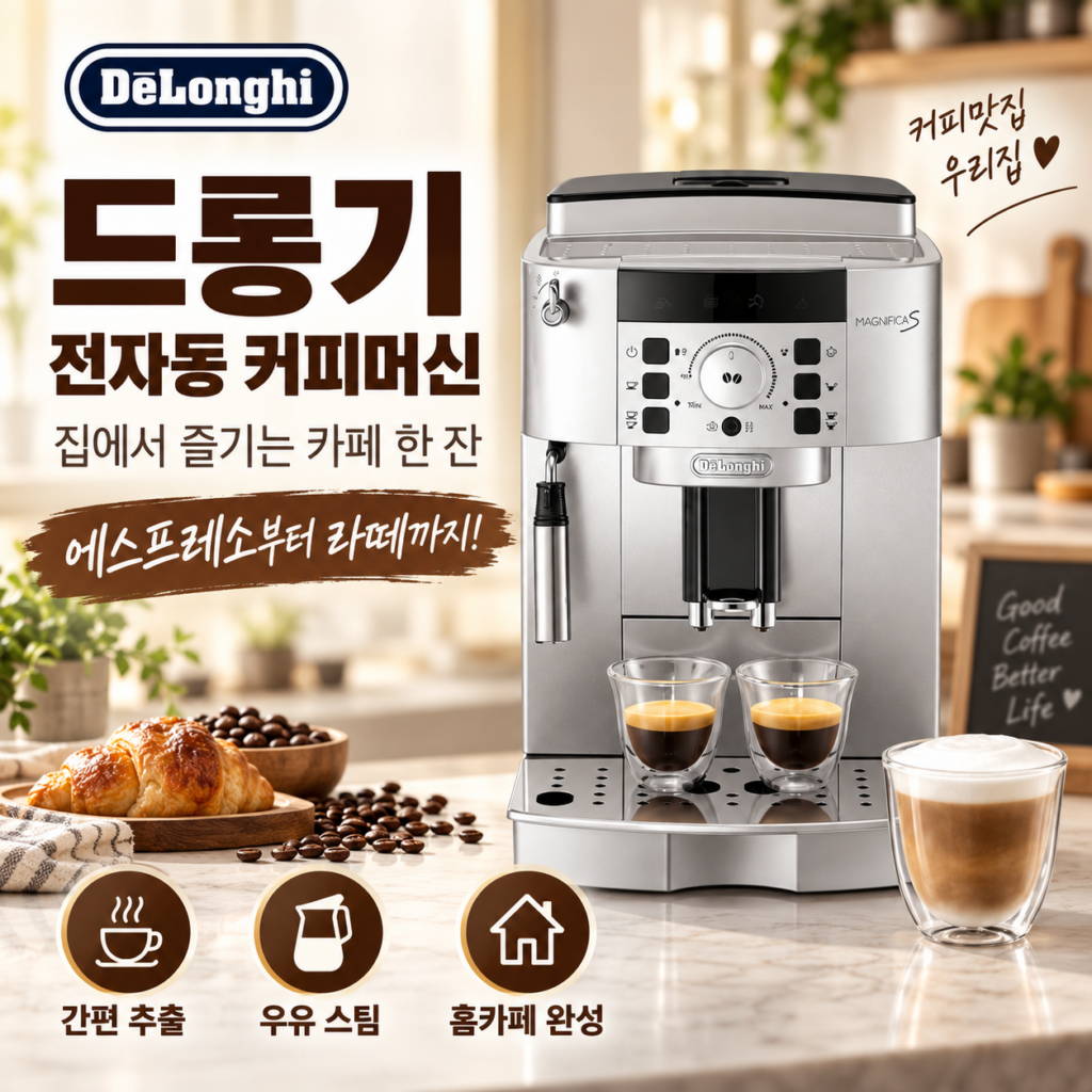 드롱기 마그니피카S 연수필터 포함 ECAM22.110.SB 가정용 전자동 원두 커피머신 에스프레소까지 간편하게 제품 이미지