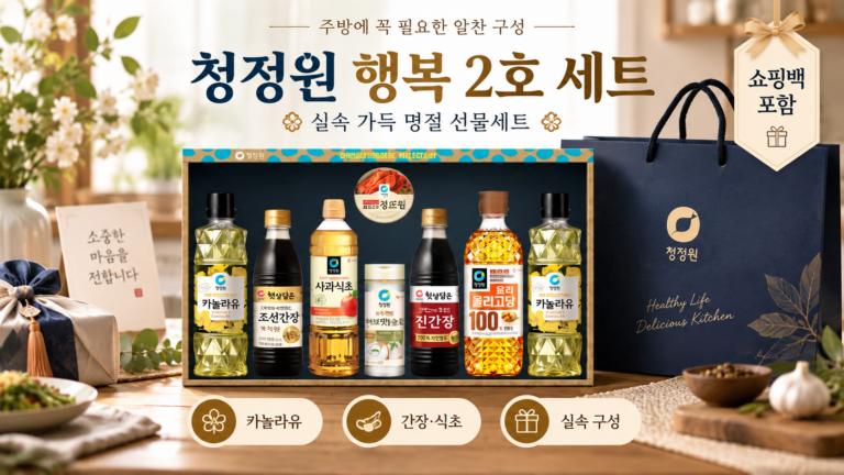 청정원 행복 2호 식용유 간장 식초 추석 명절 선물세트 쇼핑백