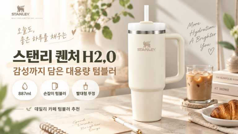 [텀블러 추천] 스탠리 퀜처 H2.0 손잡이 빨대 대용량 텀블러 887ml