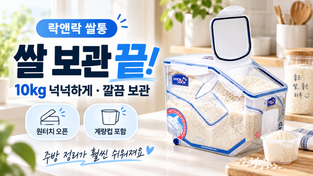쌀봉투 그대로 두기 찝찝할 때 락앤락 쌀통 10kg HPL510 깔끔한 쌀 보관 제품 이미지