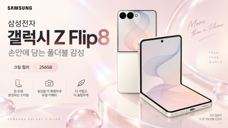 삼성 갤럭시 Z 플립8 256GB SM-F776N 자급제 접으면 작고 펼치면 넓게 쓰는 최신 폴더블폰