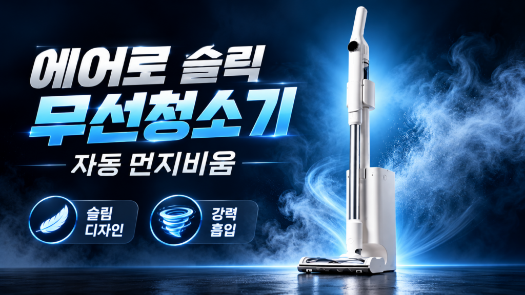 자동 먼지비움으로 편리한 에어르 슬릭 자동먼지비움 무선청소기 제품 이미지