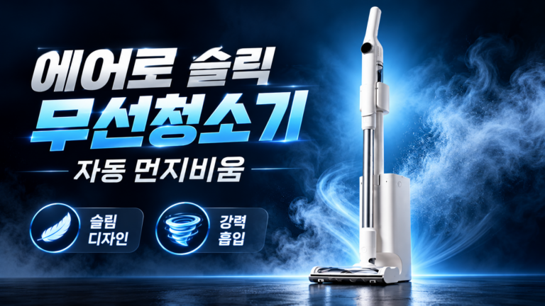 자동 먼지비움으로 편리한 에어르 슬릭 자동먼지비움 무선청소기